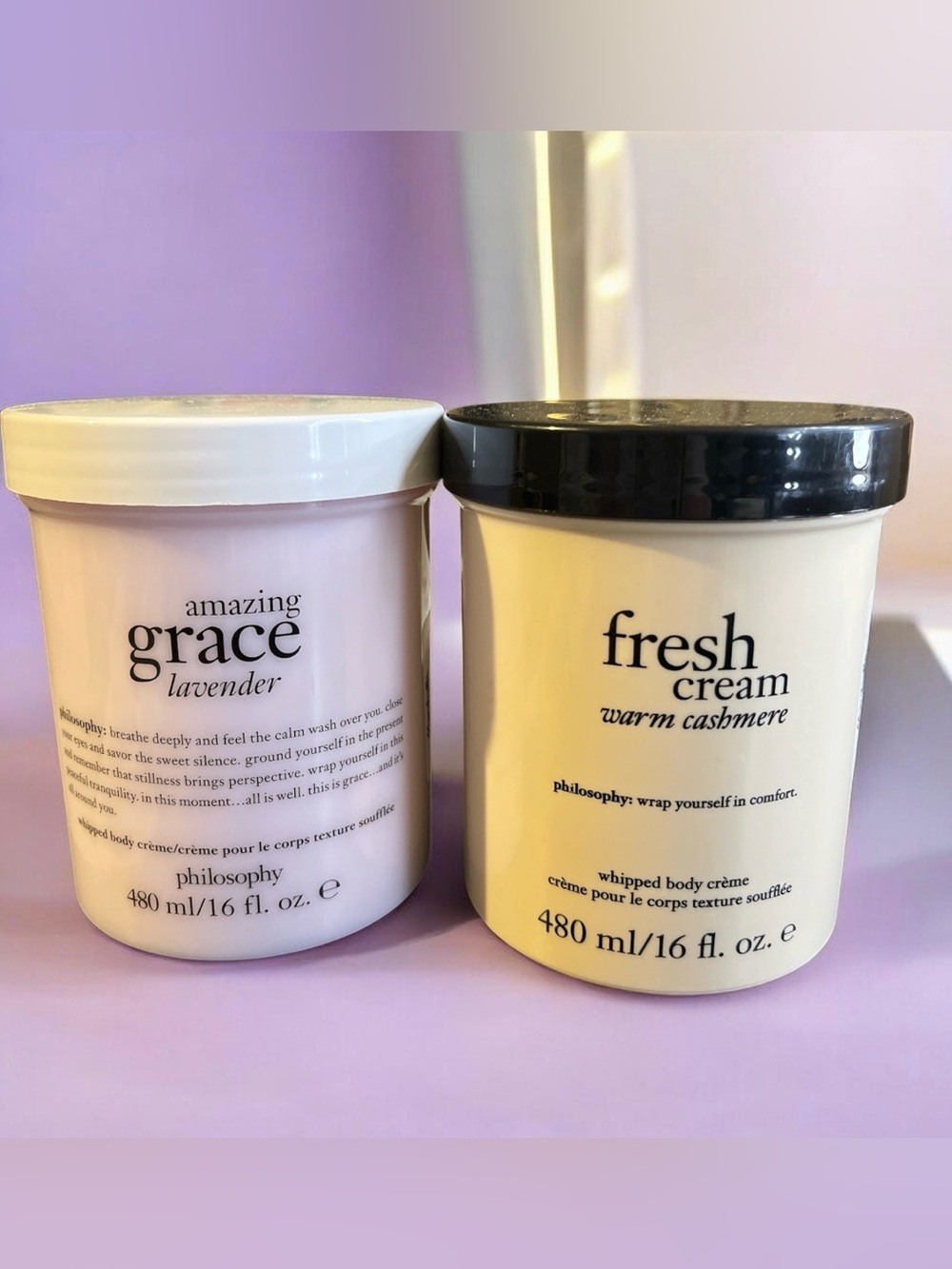 Philosophy Whipped Body Crème Duo 16 oz – Amazing Grace Lavender & Fresh Cream W